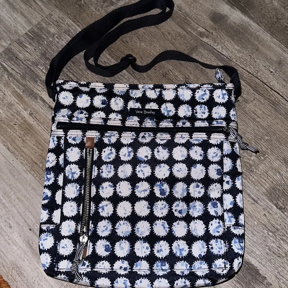 VERA BRADLEY CANVAS blue splash crossbody bag-iPad bag